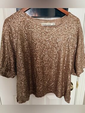 Rebecca Minkoff Gold Sequin Short Sleeve Tee